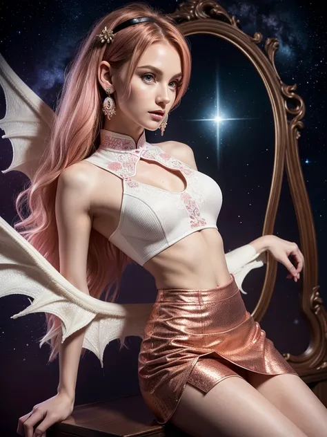 latter-day saint, white space, cosmic angel, alien wings, kiper, segolily nose, lupine, irish genes, dark hazel eyes, scottish nose, high forehead, beady hazel eyes, ginger, feminine energy, (skinny female magician, rough skin), fae copper hair, cyberposh,...