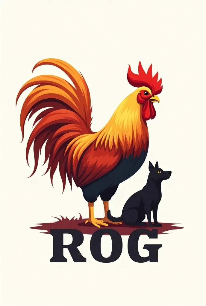 Create a logo for me clothing store so that it is represented by a rooster and a dog and from the bottom it has letters the dog