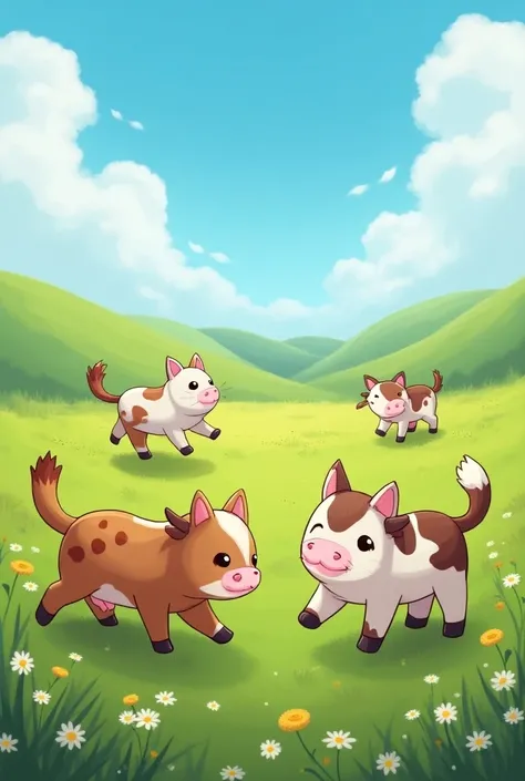 Hikuma cows and cats are playing