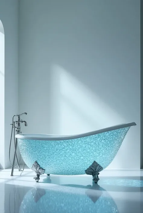 Blue outer diamond-studded transparent bathtub
