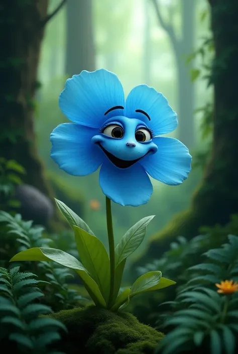 Blue flower in the forest that can talk 
