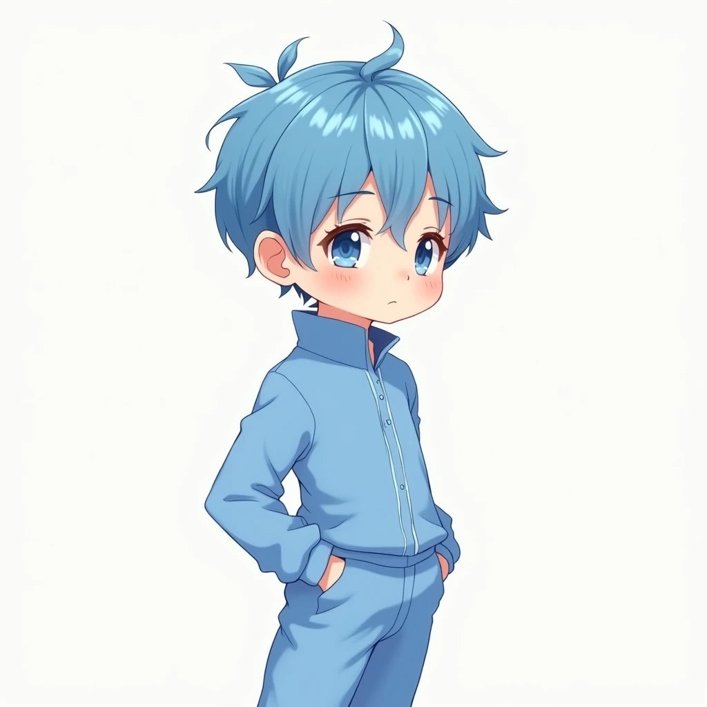 Cute Anime boy full blue outfit dp
