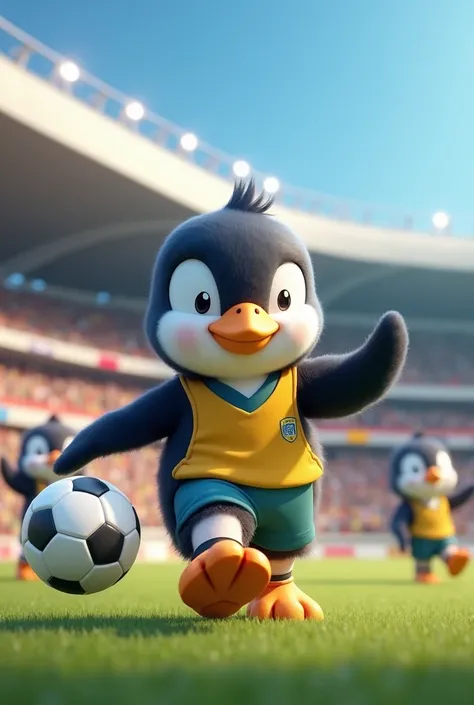 Penguin animate play soccer 
