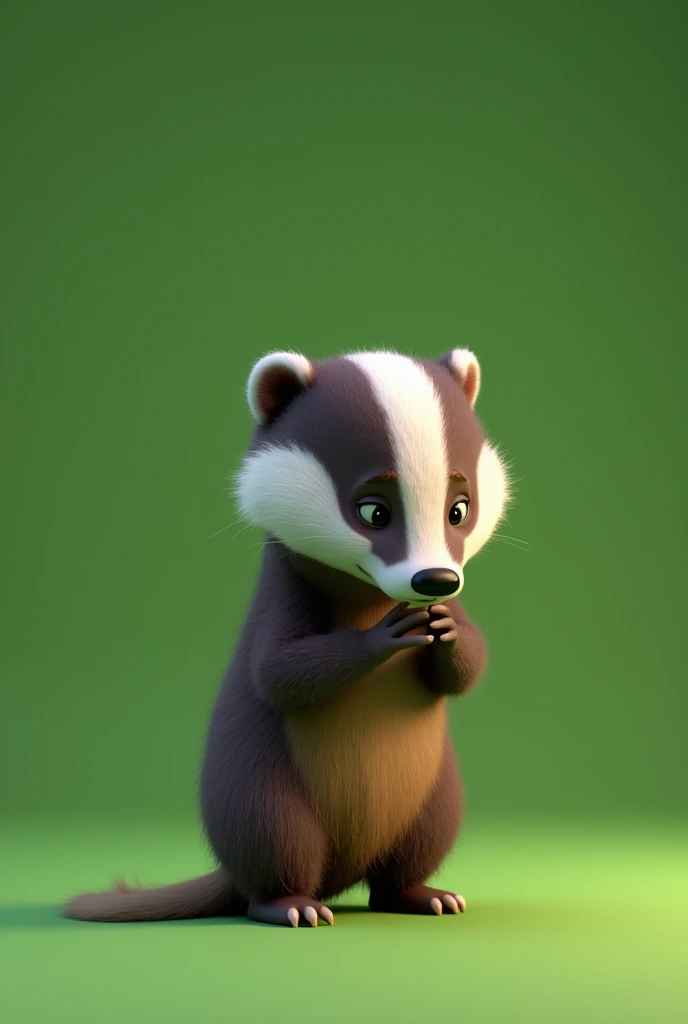 “But…” Benny glanced down shyly, “Isnt it for bigger animals? I mean, I’m just a little badger.”in 3d in green background 