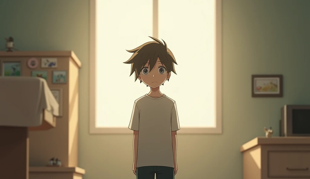 3d animation style. A faint smile ：Final scene ， The protagonist faces the camera ， The protagonist faces the camera ， with less worry on his face ， with a relieved and gentle smile {x} shows his calm and acceptance of the ordinary life after going through...