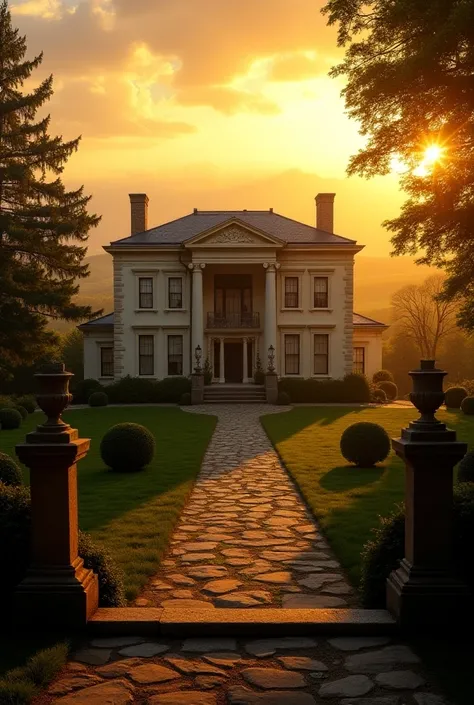  The Alderidge House bathed in golden light of dawn, symbolizing peace and the end of terror .