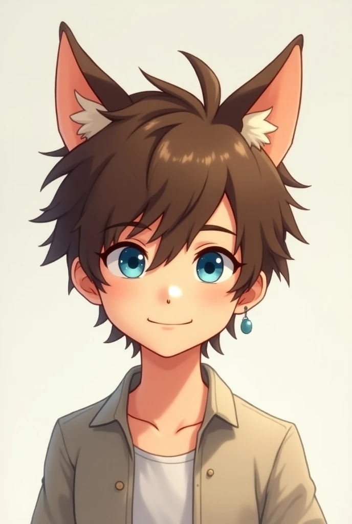 Male about 30 years old Anime Dog Ears Brown Hair Blue Eyes