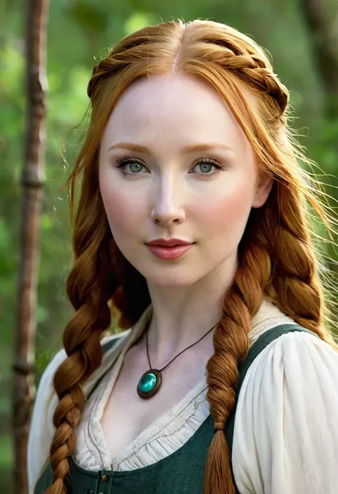 Nia Wingfeather (portrayed by Molly Quinn) is often described as having a graceful, warm presence, with a beauty softened by hardship but brightened by resilience. Her hair is a rich, chestnut brown, usually pulled back into a practical bun or braid, a few...