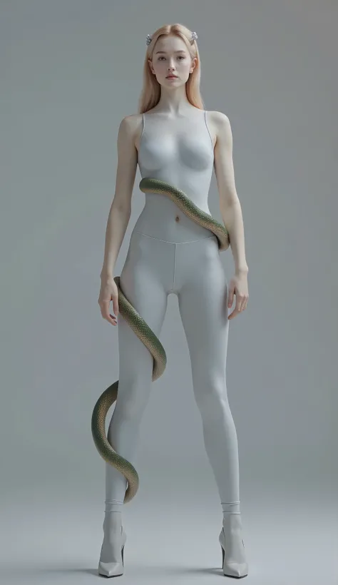 masterpiece,( is the best quality:1.3),Queen Medusa，Snake Woman，Python wraps around its body ，,(Head to body 1：9：1.3)[Imagine:1.0]，[Wide Angle:1.0]，Surrealist sci-fi background picture ， In a futuristic high-rise complex ，Cartoons，Create bold and dynamic t...