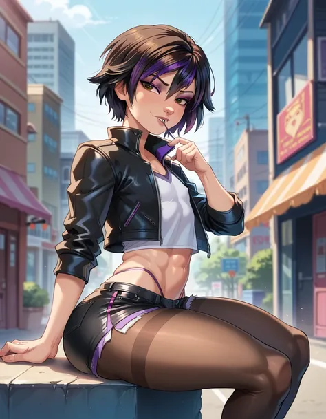  masterpiece,  better quality, gogo tomago, man, huge ass,  thick thighs , femboy, somewhat definite body, Blurred muscles, makeup, groomed, female to male,  Gogo Tomago attire,  lump in the crotch, Alone, make-up, transexual, gender swap, gogo tomago male...