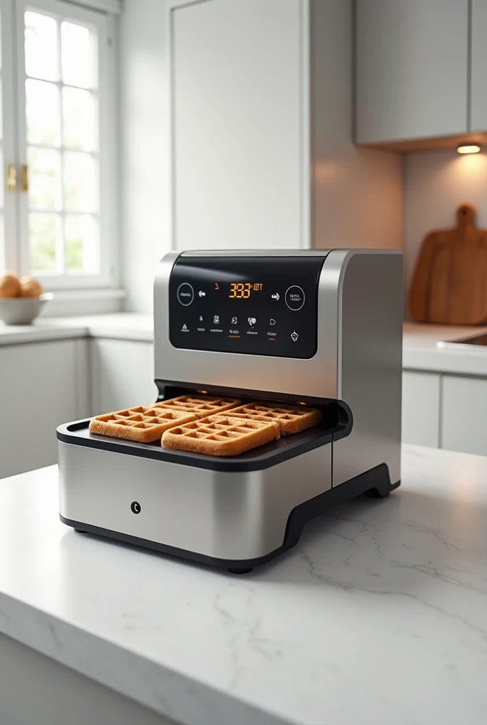 Waffle Toaster with Digital Display Screen 
