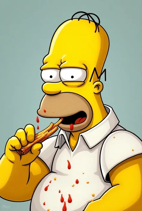 Homer Simpson eating French fries 