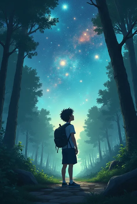 Picture of a student whose only goal is to succeed in a world full of forest and tranquility, Galactic and universal 