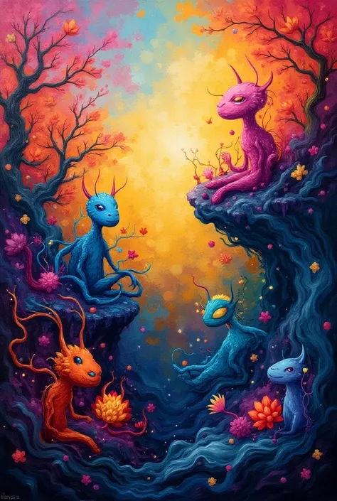 An abstract painting called the enchanted garden

