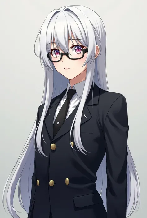 Create gojo in school uniform with black glasses 