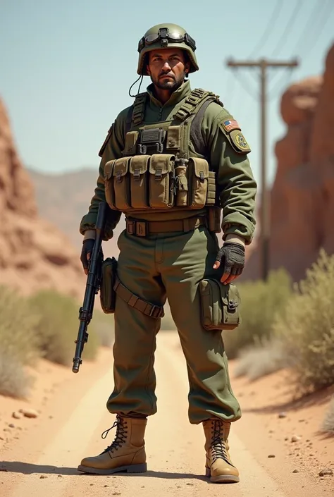 Mexican soldier without a helmet