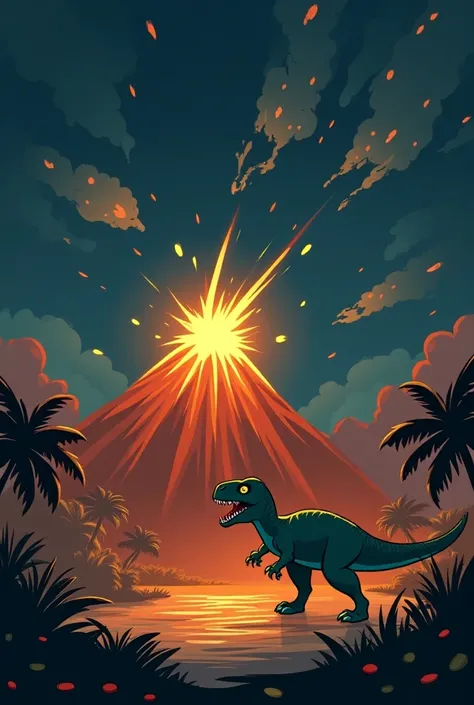 Level 1:  Dodge meteorites
Description :  The baby T-Rex must avoid meteorite debris that fall from the sky while moving towards the end of the level .
Intensity: pico.
comments:  This initial level introduces a medium difficulty to capture the players att...