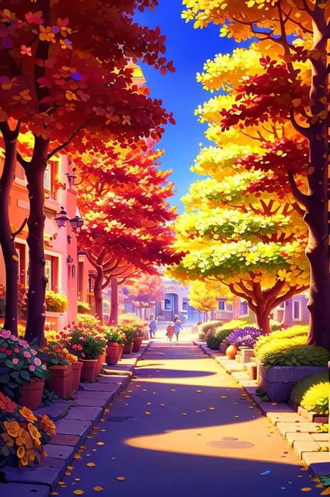 masterpiece,best quality,highres,extremely detailed 8k wallpaper,very clear,a small european town full of flowers,