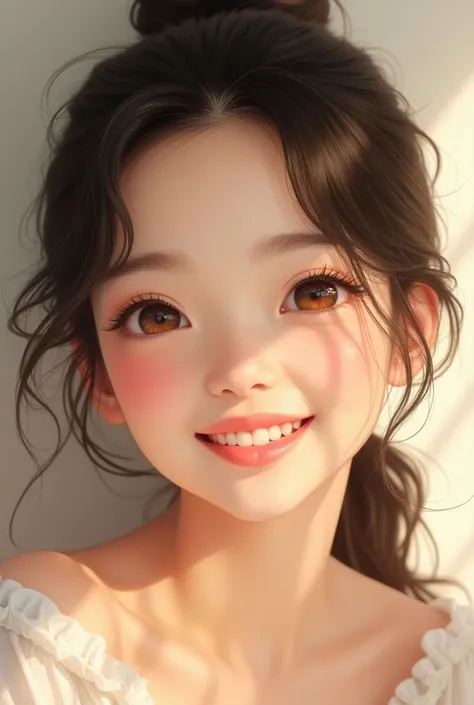 Asian girl feel so great and smile, make it reality 