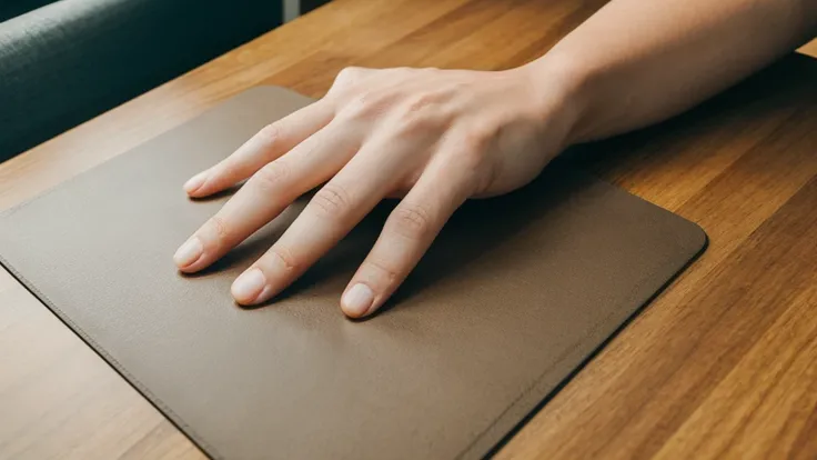 Create a image of hand that put on a table and all fingers easily visible 