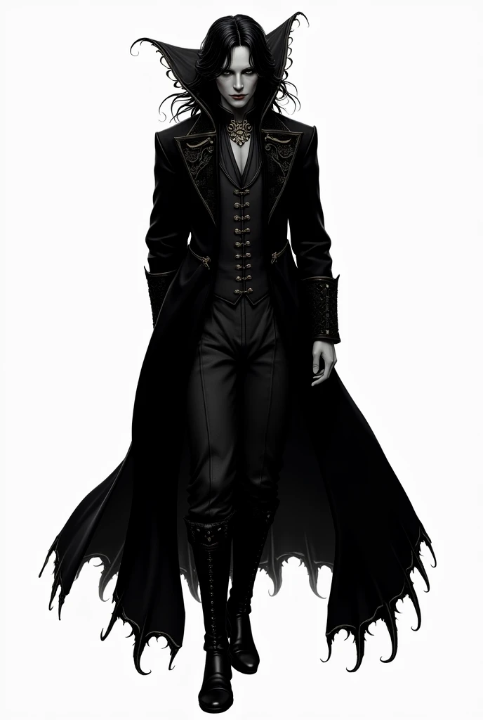 make a vampire with medieval elegant clothes