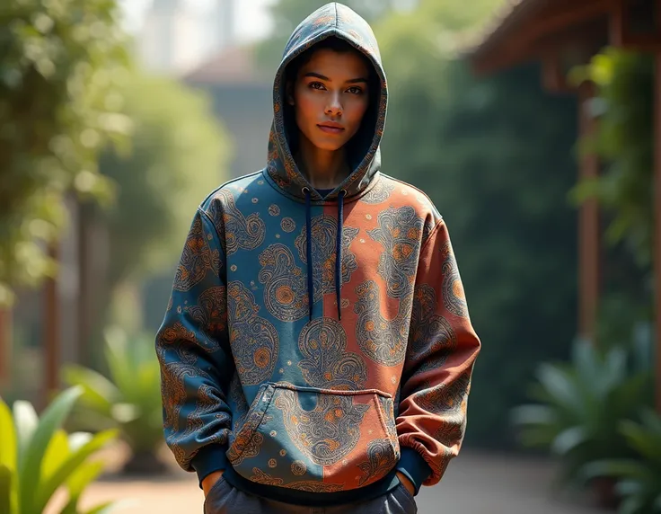 batik style hoodie 