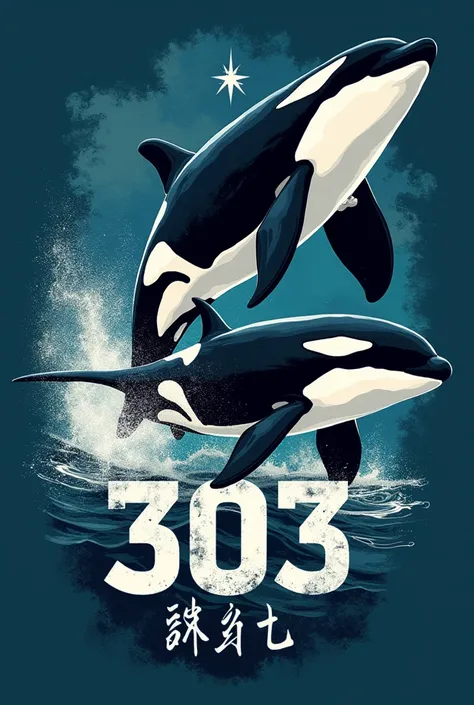 Create a shirt design and incorporate killer whales and 303