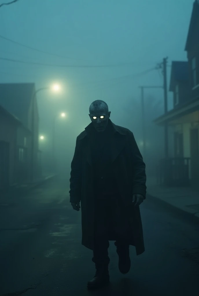 In the scene, a dense fog bank slowly and ominously rolls over the coastal town of Antonio Bay. The fog is so thick that it appears almost impenetrable, severely limiting visibility. The streetlights and buildings of the town are barely discernible, their ...