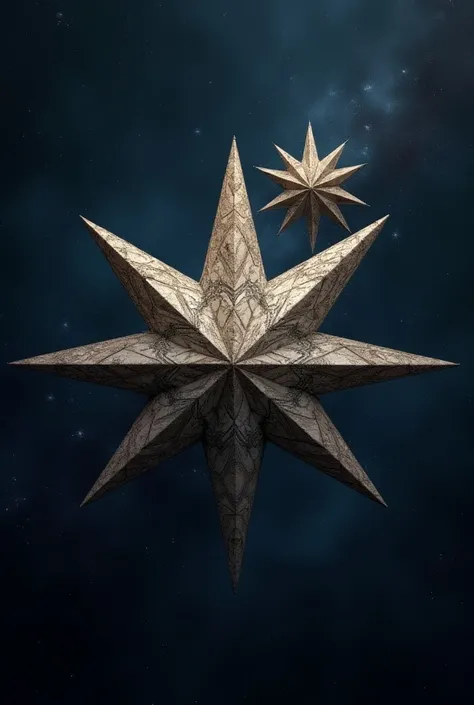 A large five-pointed star and a seven-pointed star in the center. 