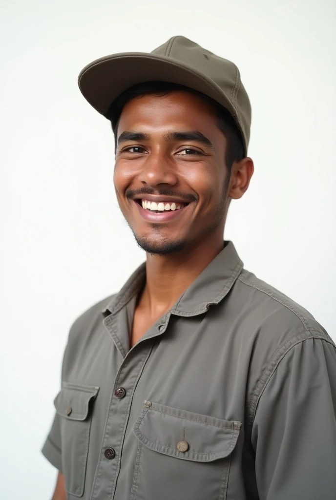 bangladeshi worker smie face ,white background