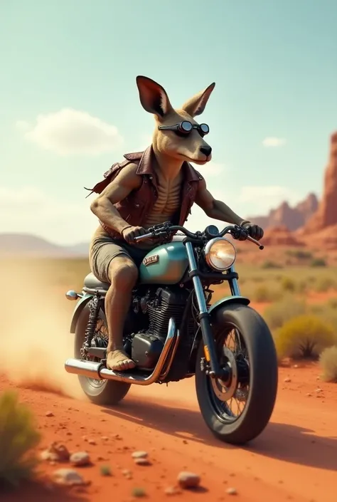 Kangaroo with motorcycle