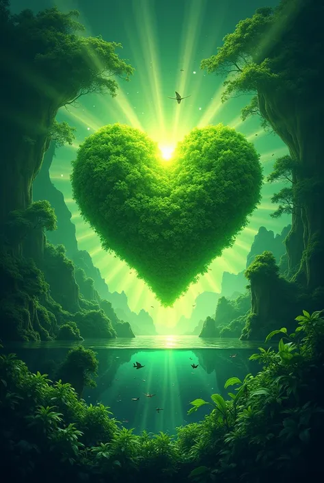 Make me a poster with the theme  " the green heart of indonesians future"