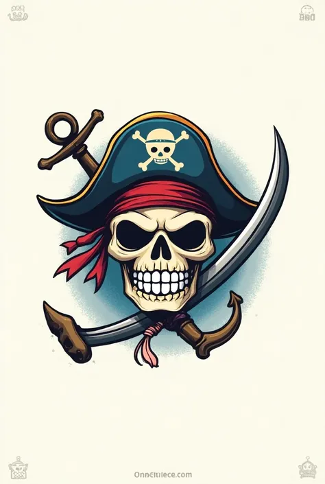 Logo one piece , tengkorak topi 
Hiu , pedang anchor 