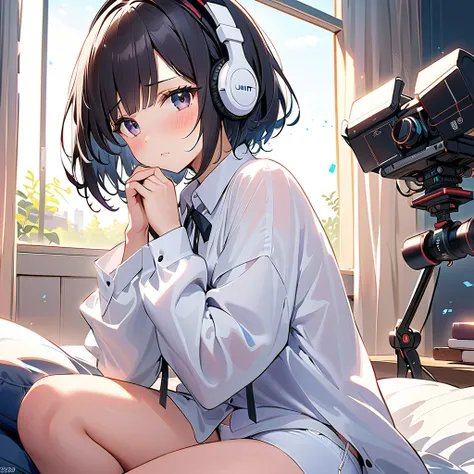 ((32K)), ((Best Quality)), (( ultra high resolution )), (( high resolution on down)), ((超 high resolution on down)), (( very detailed CG)), ((unity 32K wallpaper)), (masterpiece, Best Quality),( 1 girl)、 beautiful dark eyes 、 bob cut、Black Hair、blush、Small...