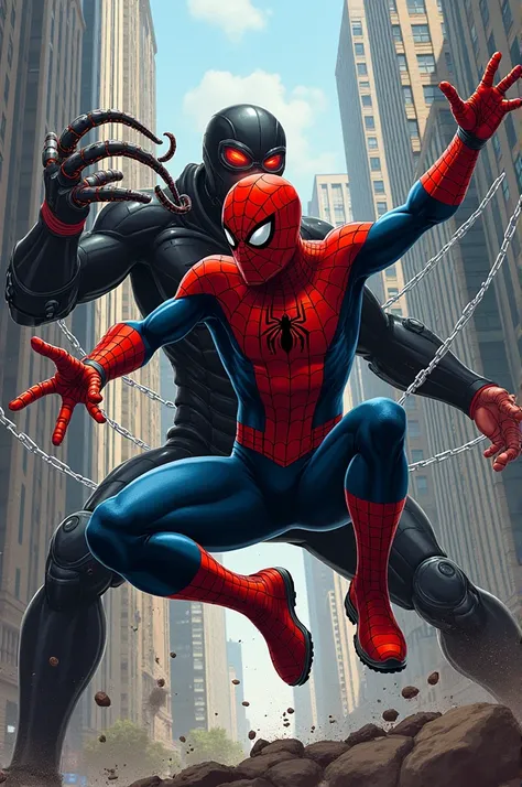 Make an image of Spider-Man fighting with Dr. Octopus