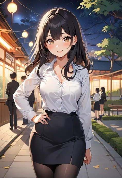 "park scene ,  is a korean third-year high school girl , 18 years old,  with medium length black hair , a 54 kg medium sized gir...