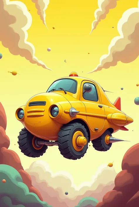 yellow sky liner car cartoon style