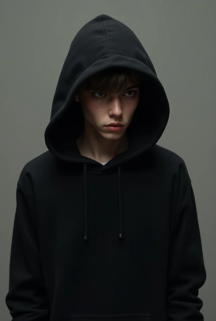 A boy age is 19 in black hoodie