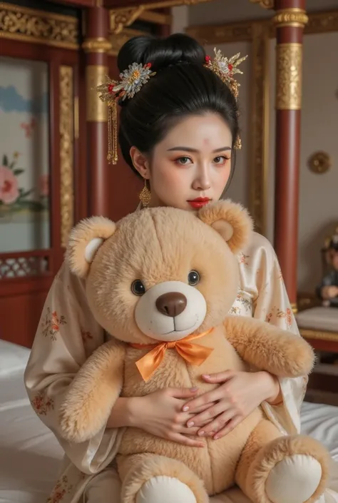 GGGJAAA，make up，huadian ，Hanfu，Magnificent buildings，palace，architecture ， east asian architecture ， highest image quality、Real images、 is the best quality,masterpiece, highest image quality、Real images、 A beautiful young woman in her 20s  , (Sexy Yuna , n...