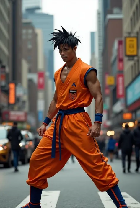 cristiano ronaldo cosplaying as goku in real life in the streets of new york 