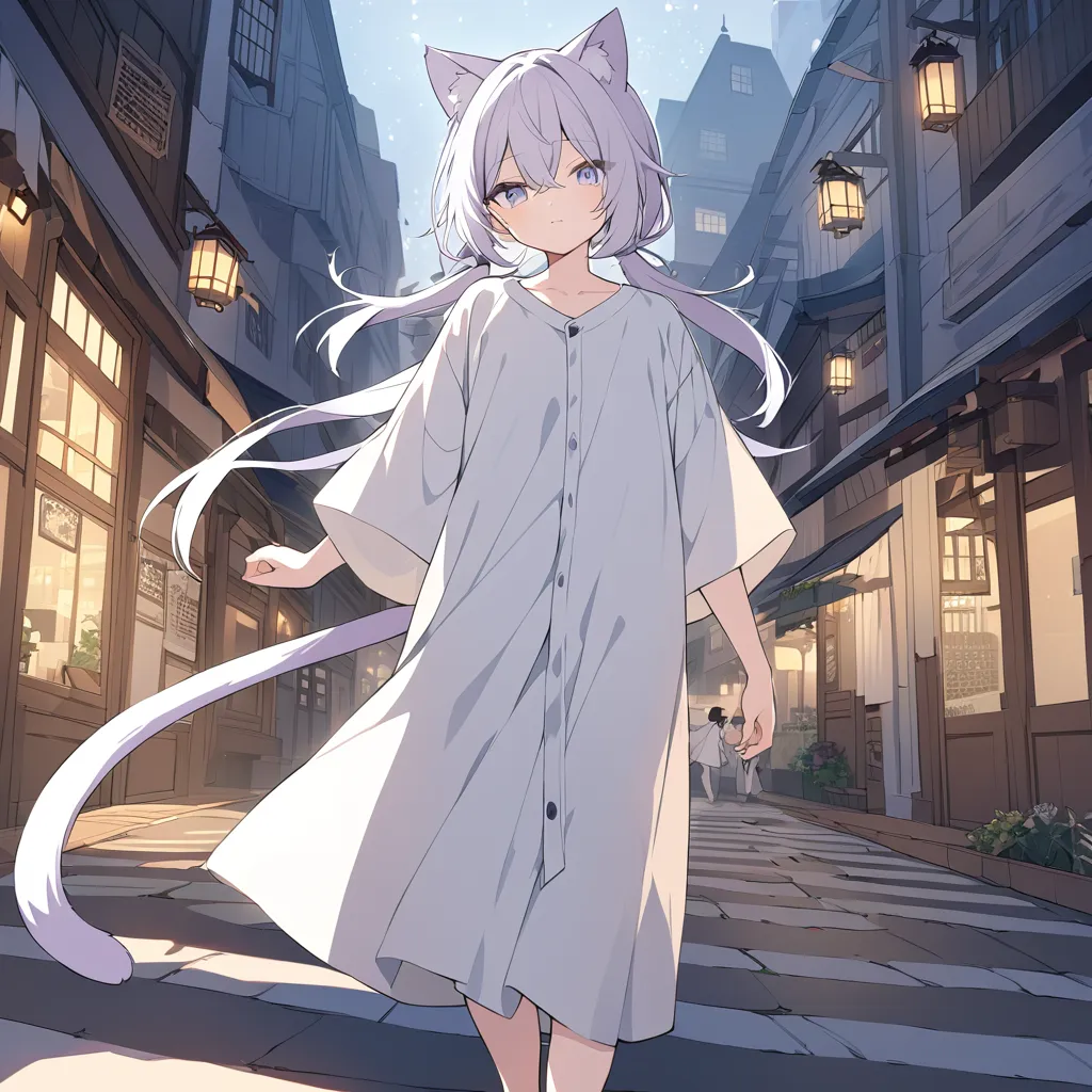 nekomata
high resolution
solos
beautiful young man
neutral
cute
white
white hair
gray hair
pure white hair
long clothes
sarecace...