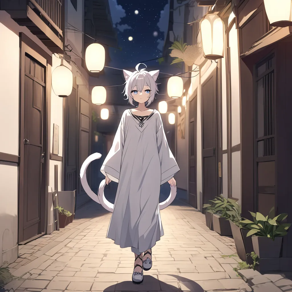 nekomata
high resolution
solos
beautiful young man
neutral
cute
white
white hair
gray hair
pure white hair
long clothes
sarecace...