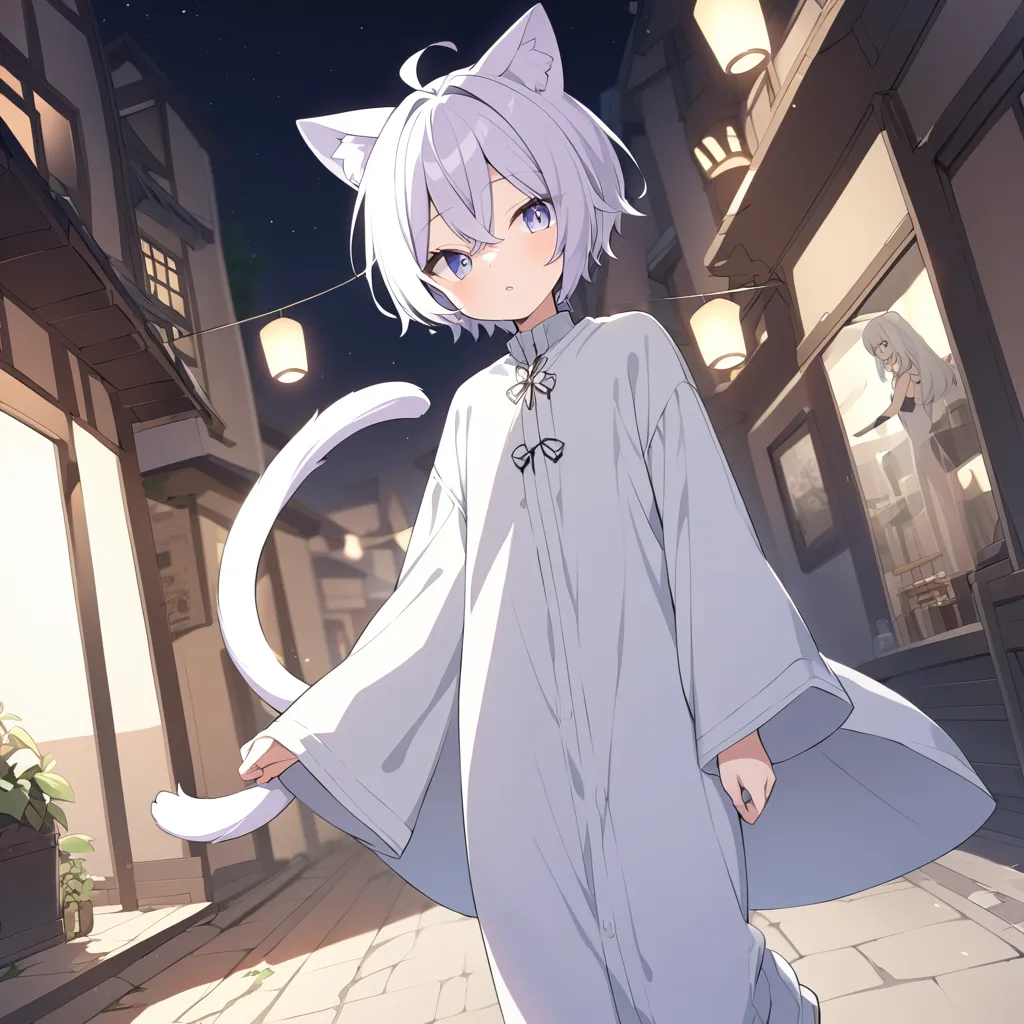 nekomata
high resolution
solos
beautiful young man
neutral
cute
white
white hair
gray hair
pure white hair
long clothes
sarecace...