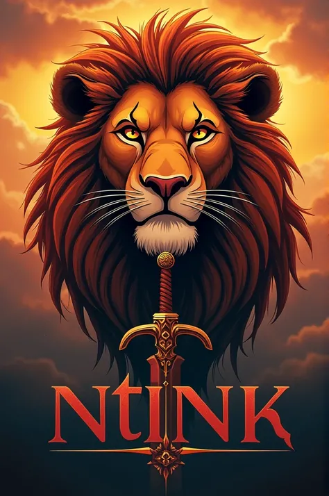  Create a name logo  (Ntink ) using the lion king frame and sword