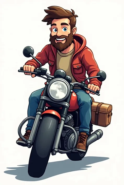 A  beard boy logo for motovlogging youtube channel a boy who travel all over the world through bike with transparent background 