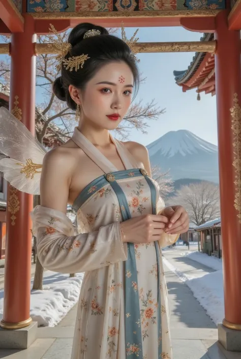 GGGJAAA，make up，huadian ，Hanfu，Magnificent buildings，palace，architecture ， east asian architecture ， highest image quality、Real images、 is the best quality,masterpiece, highest image quality、Real images、 Middle,((masterpiece )), (high quality), ( is the be...