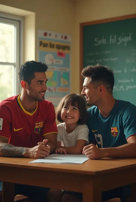 Ronaldo messi teaching student School Room 4k ai