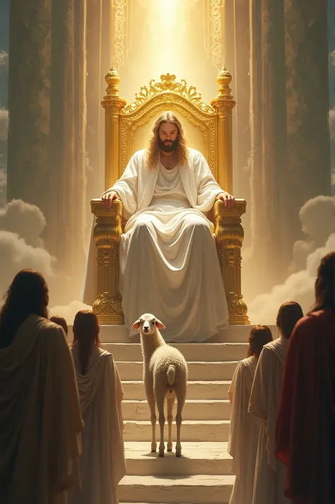  He who sits on the throne will shelter them in his house  ;  they will no longer be hungry , ils nauront plus soif ;  the sun will no longer hit them , nor any heat .  For the lamb that is in the middle of the throne will shepherd them and lead them to th...