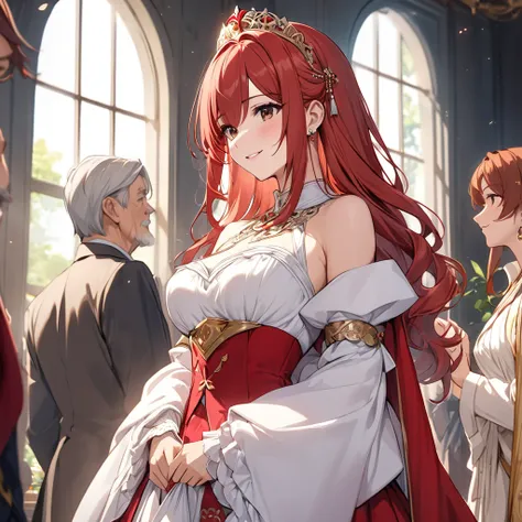  The woman who is the queen of the kingdom is a beautiful red-haired celica, wears a luxurious and attractive dress from the kingdom, pledges absolute loyalty and love to the great kings old man, and supports and loves each other in public and private as a...