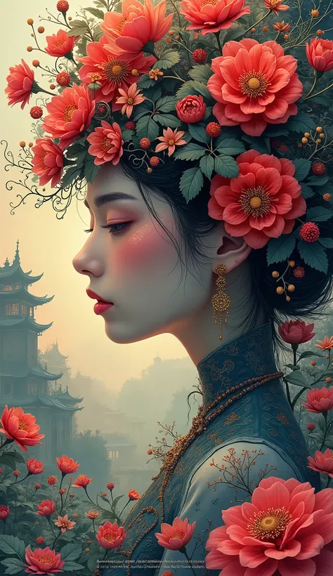 official art, unity 8k wallpaper, ultra detailed, beautiful and aesthetic, masterpiece, best quality, chinese style, (zentangle, mandala, tangle, entangle), ecstasy of flower, 1girl, extremely detailed, dynamic angle, cowboyshot, the most beautiful form of...